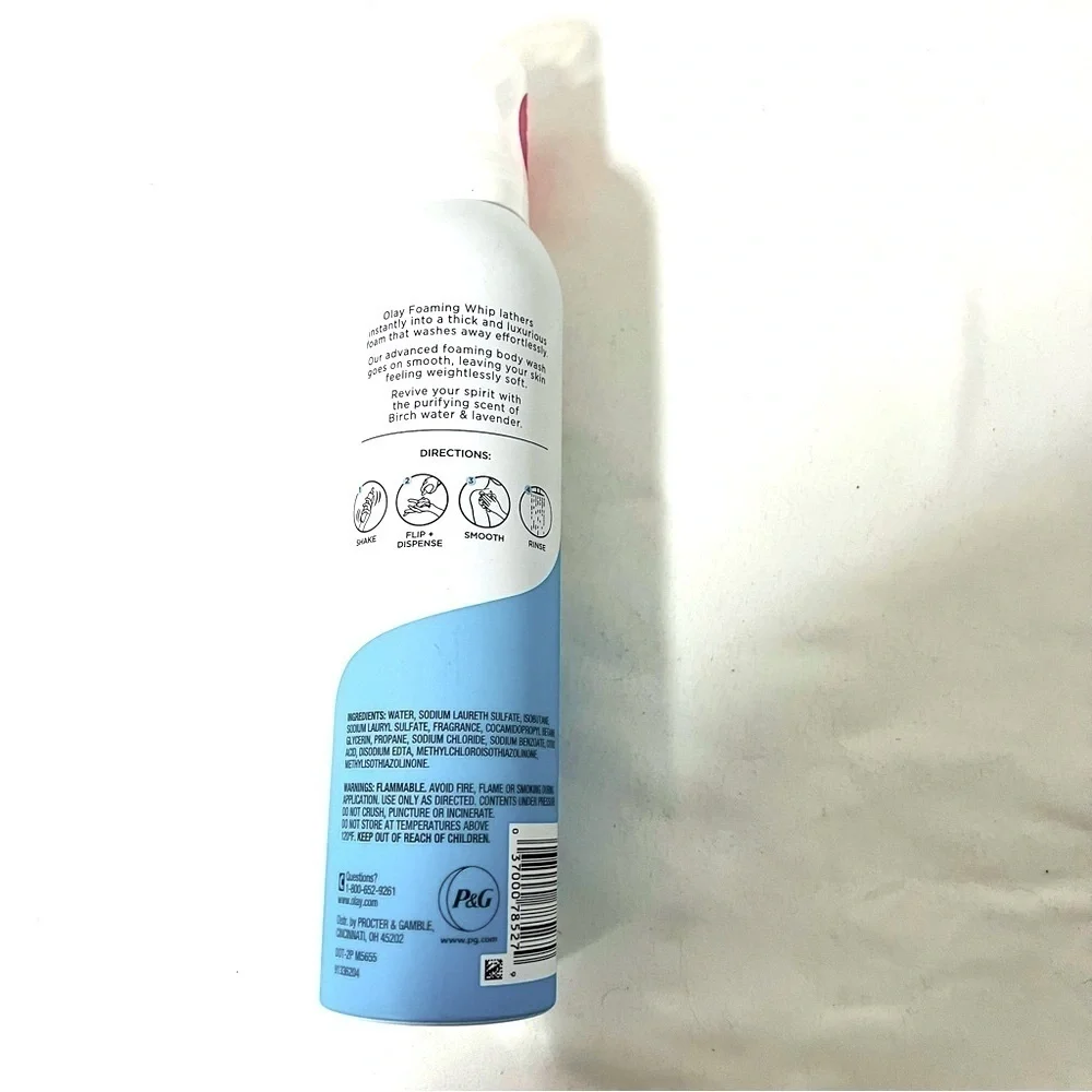 Olay Foaming Whip: Birch Water & Lavender 10.3oz Body Wash 30+ Uses New